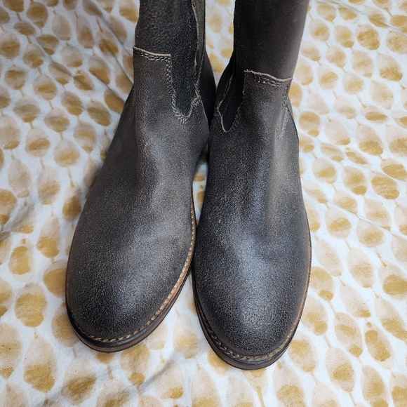 BP Leather Extended Calf Side Zip Boots Grey Tall Womens 7